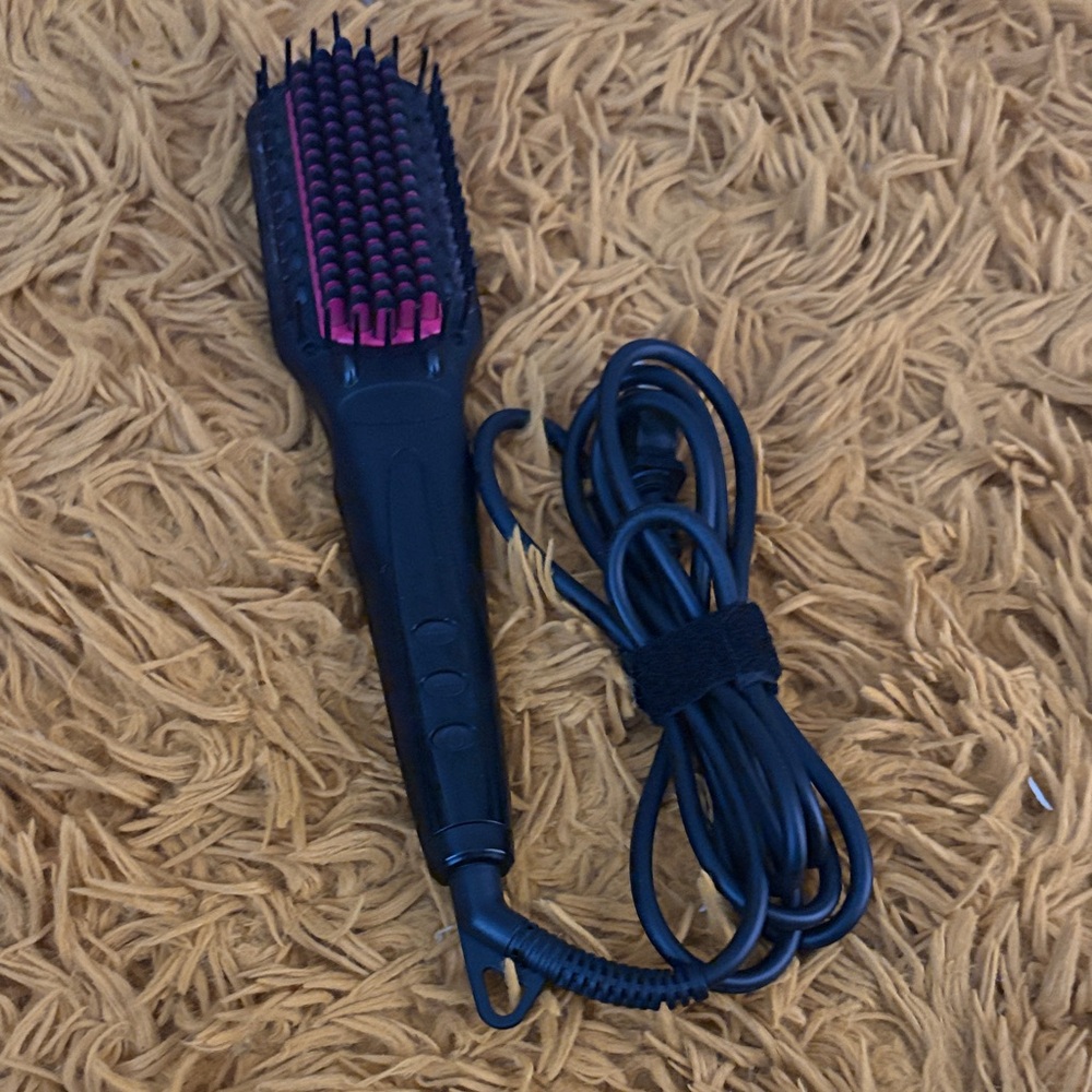 Sleek Black and Pink Hair Straightening Brush